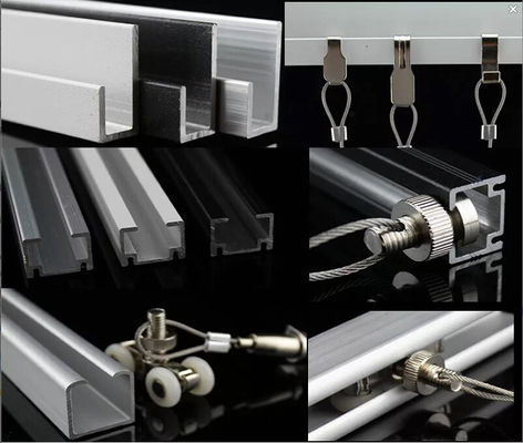 Aluminum Stell Rails for hanging Arts,Pictures,Wall mouted hanging rails, Ceiling mouted tracking profiles