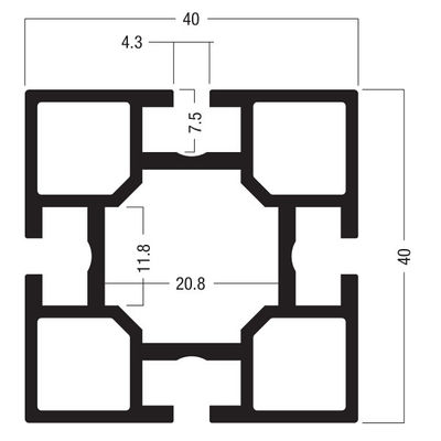 (M 1000)Square extrusion 40 mm,Mixma System,Octanorm Similar Drawing system