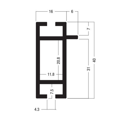 Z4300 40x16MM Beam Extrusion,Aluminum 2 way system,Aluminum equipmen suit for tension lock