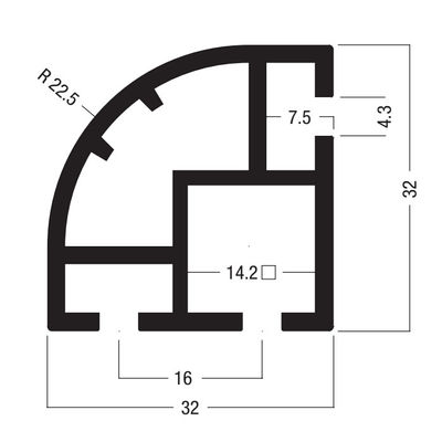 S1105  32x32MM Aluminum profile for 3-way corner desk, Round aluminium profiles