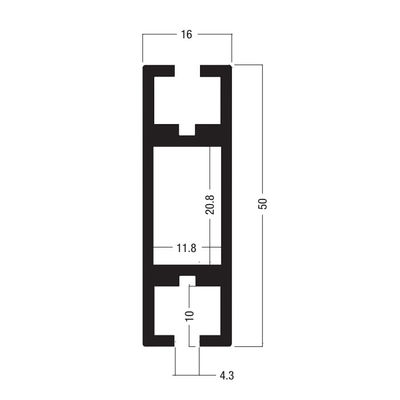 Z402 50x16MM Beam Extrusion,Aluminum 2 way system,Aluminum equipmen suit for tension lock