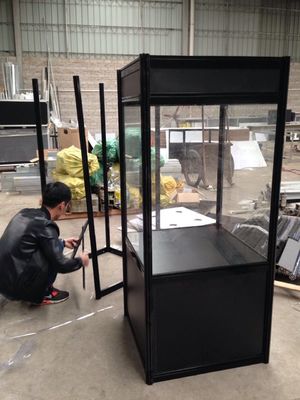 1000mm(W) Glass Display Cabinet with storage, Aluminum Double Door Glass Display Cabinet with storage Top showcase