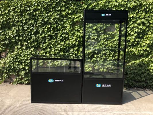 High Quality Aluminum Folding Display Showcase Counter with  display TOP,Storage area and locking doors brand Graphics