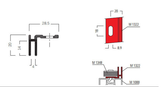 M1322 Adaption Profile of 40-80-100MM Maxima system,Tension fabric extrusion