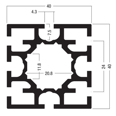 S208 Maxima System  Square Extrusion40mm 8 grooves,Aluminium profile For Exhibition Stand