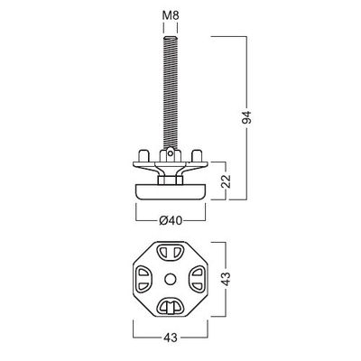 S140 Adjustable foot of eight way extrusion,Components of Octanorm Similar Drawing,  R8  exhibition system