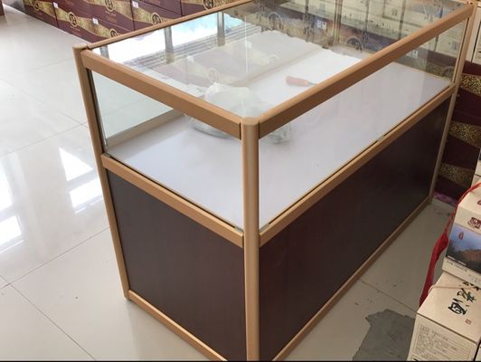 1000mm(W) Glass Display Cabinet with storage, Aluminum Double Door Glass Display Cabinet with storage Top showcase