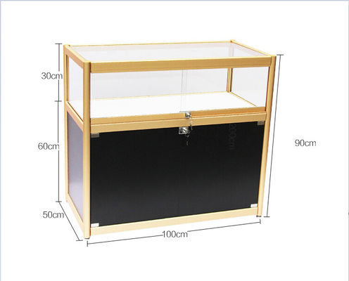 1000mm(W) Glass Display Cabinet with storage, Aluminum Double Door Glass Display Cabinet with storage Top showcase