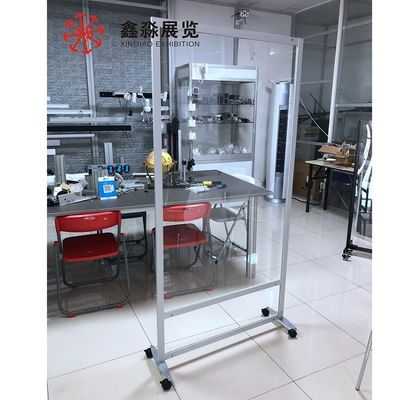 Freestanding Balck/Silver Color Room Divider Screen Sneeze Protection  Front Desk Clear Partitions Screens